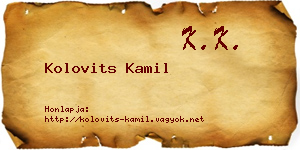 Kolovits Kamil névjegykártya